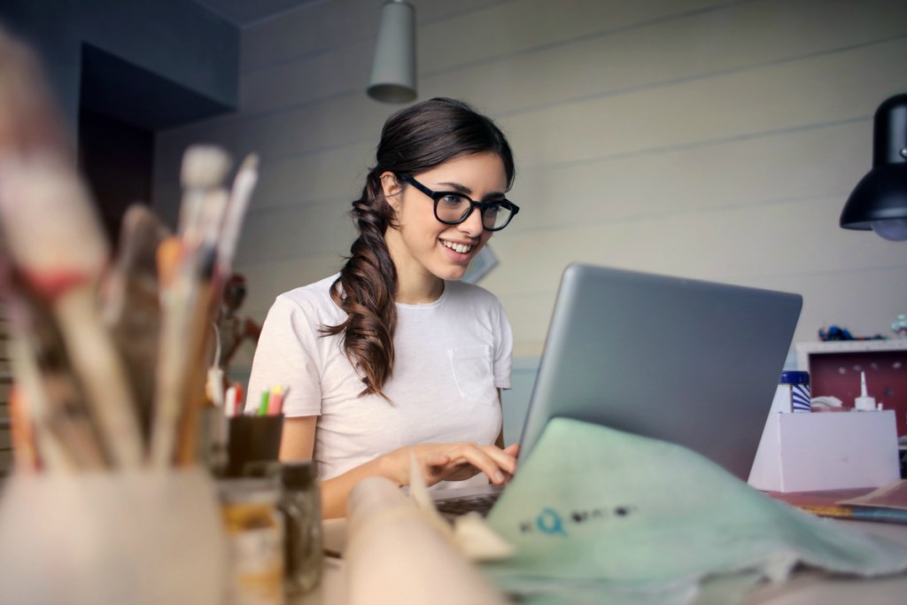 woman searching on laptop