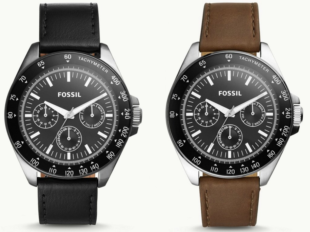 Two styles of men's leather watches