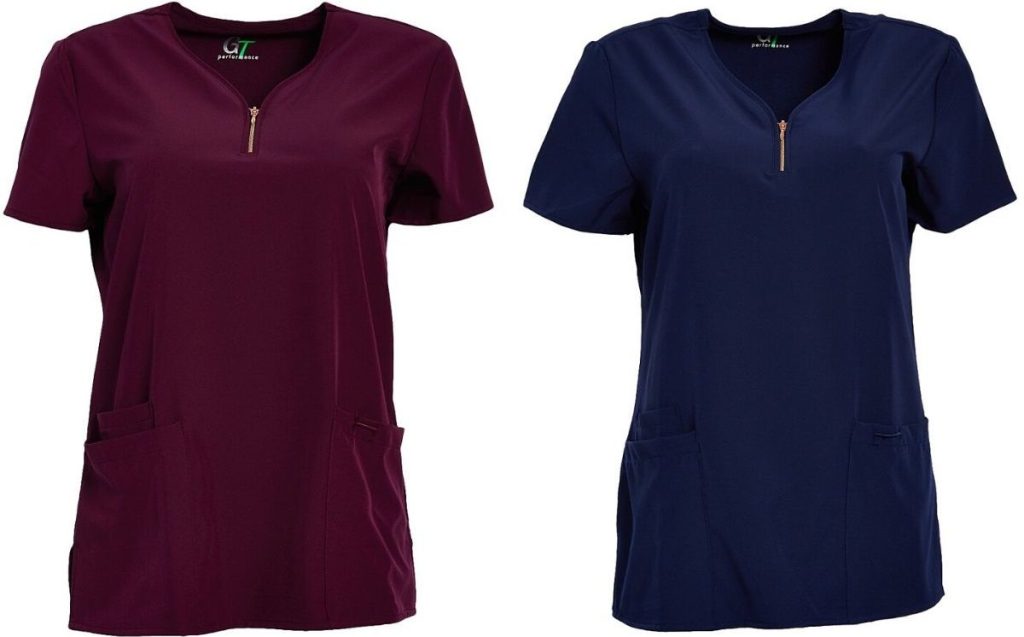 two stretch scrub tops