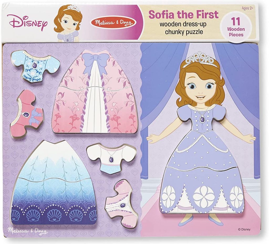 Melissa & Doug Sofia the First Wooden Dress-Up Chunky Puzzle set