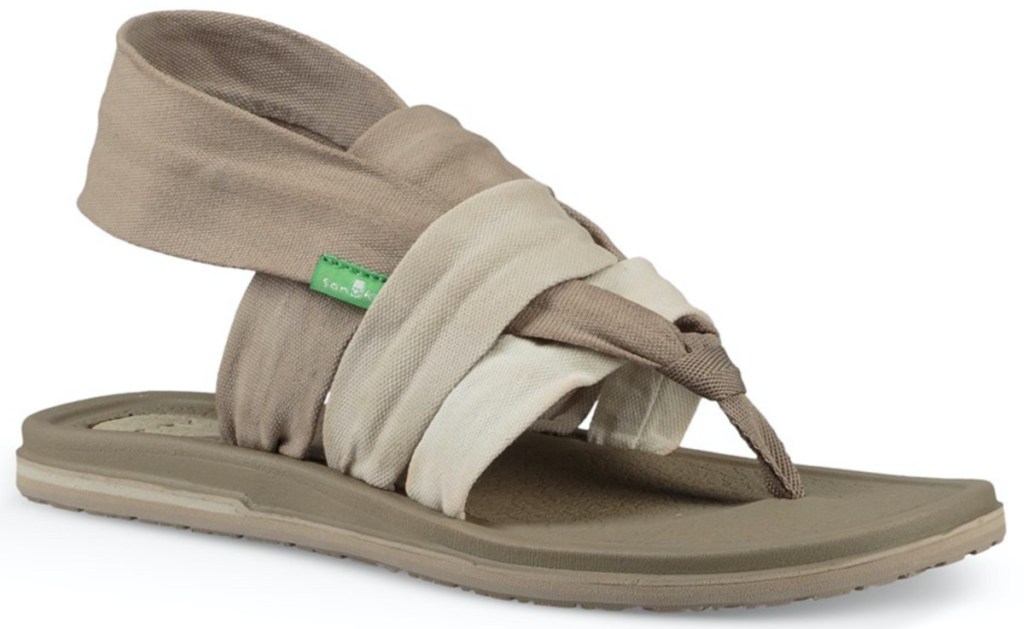 women's grey and tan sling sandal