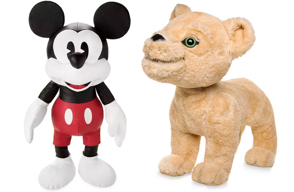 leather plush mickey mouse doll and fuzzy lion king nala lion plush