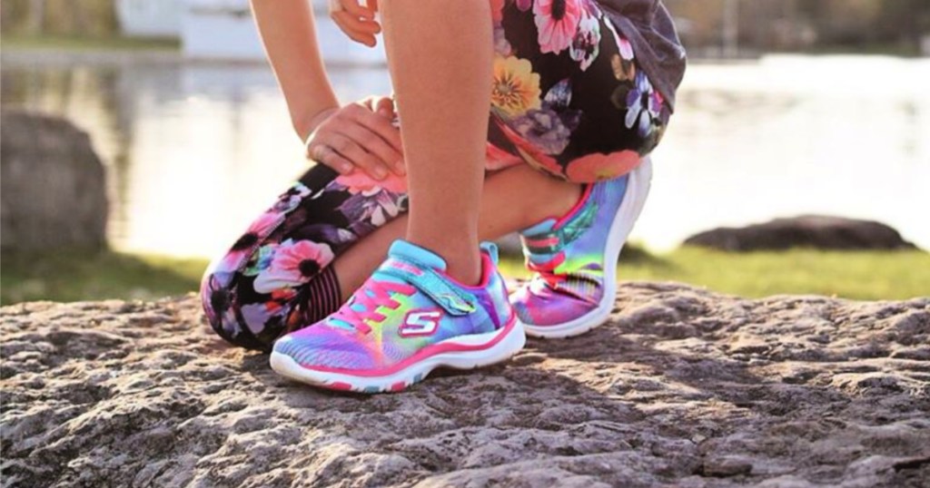 Skechers rainbows shoes on girl