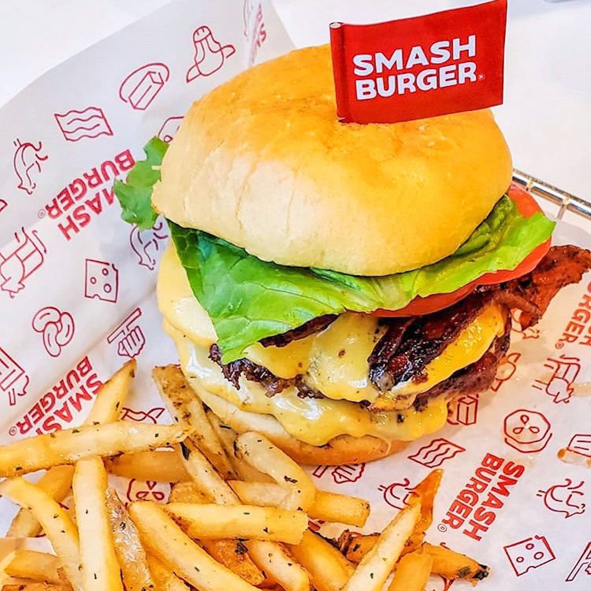 smashburger cheeseburger with fries