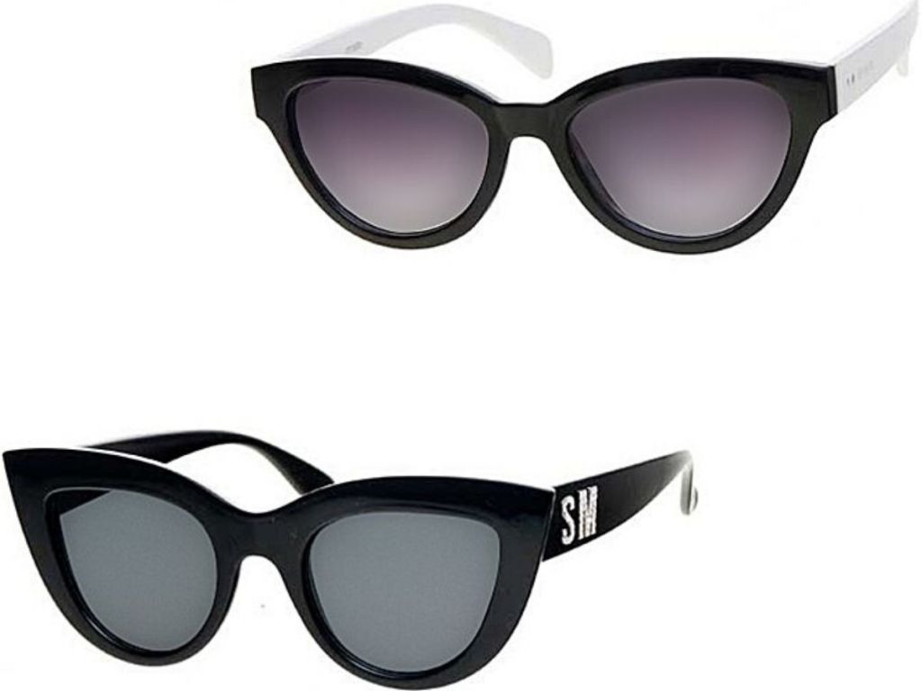 two pairs of women's cat-eye sunglasses