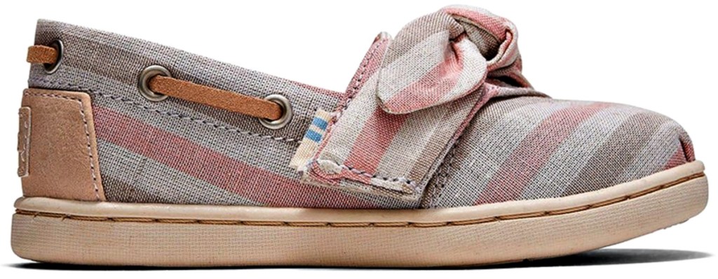 TOMS Salmon Stripe Bow Bimini Alpargatas Shoes