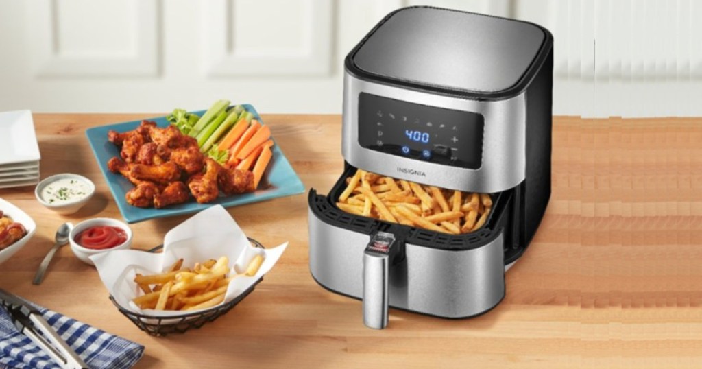 insignia air fryer on counter with food