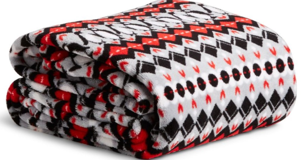 Vera Red Black and Grey Bradley Throw Blanket folded