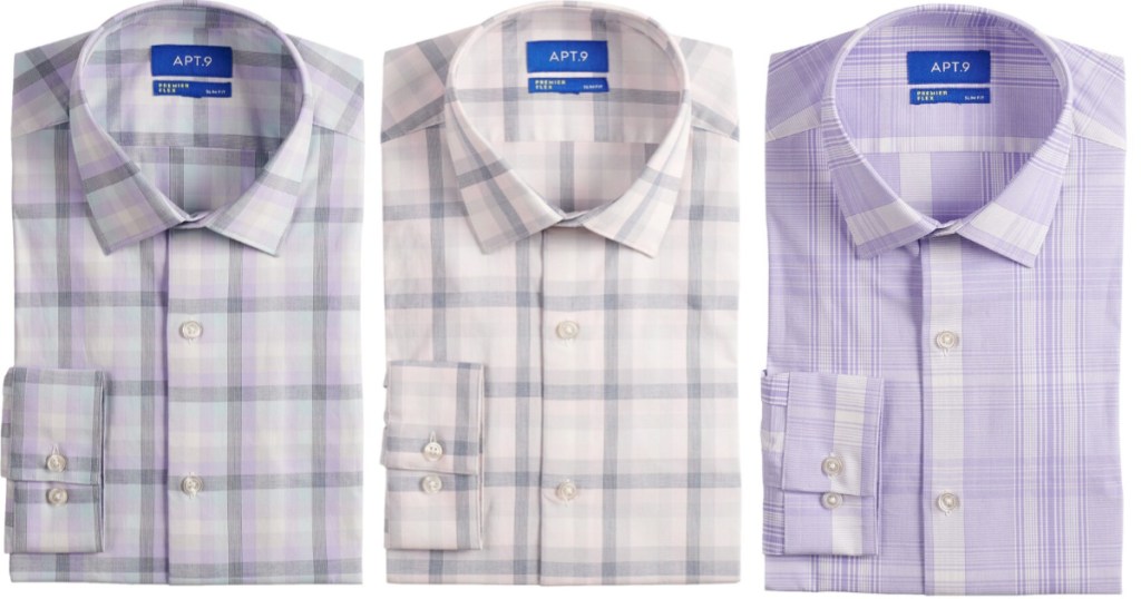 three mens plaid print dress shirts