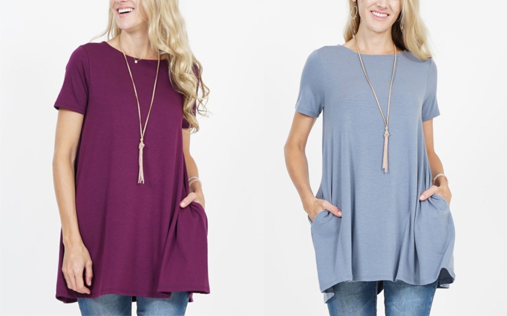 boatneck tunic on zulily plum and gray