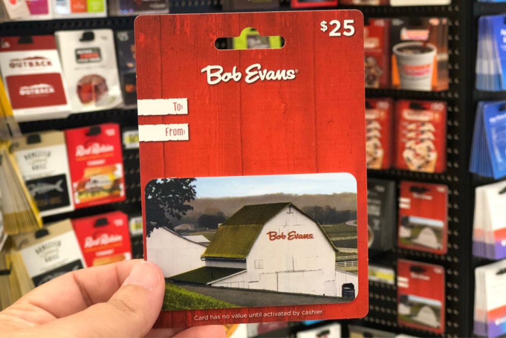 bob evans gift card in hand