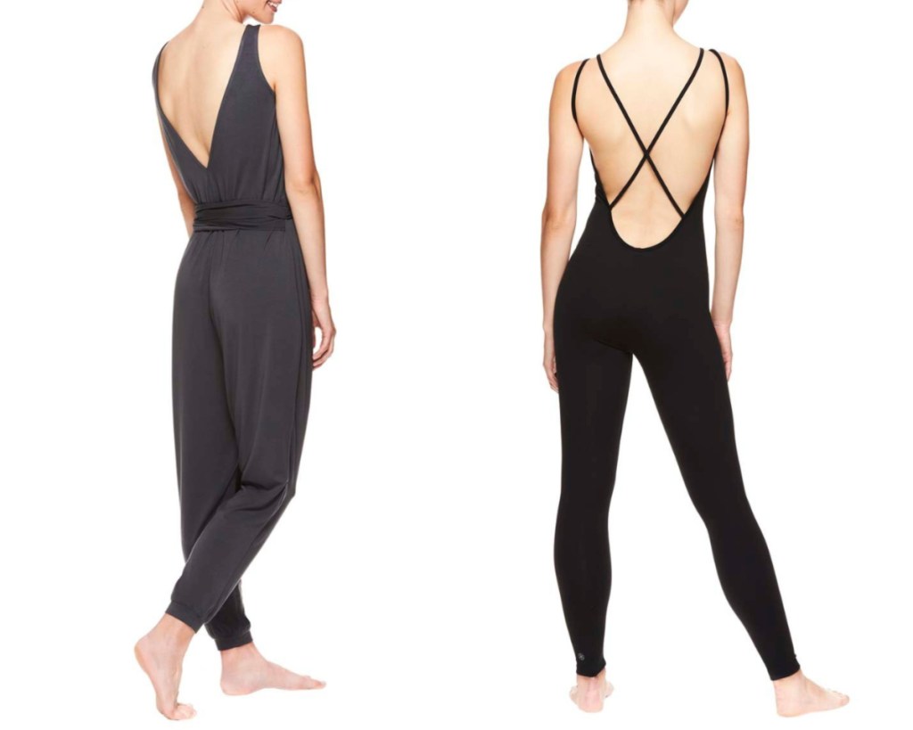 gaiam full length bodysuits on two women