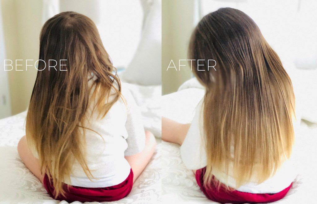 before and after of girls long hair 