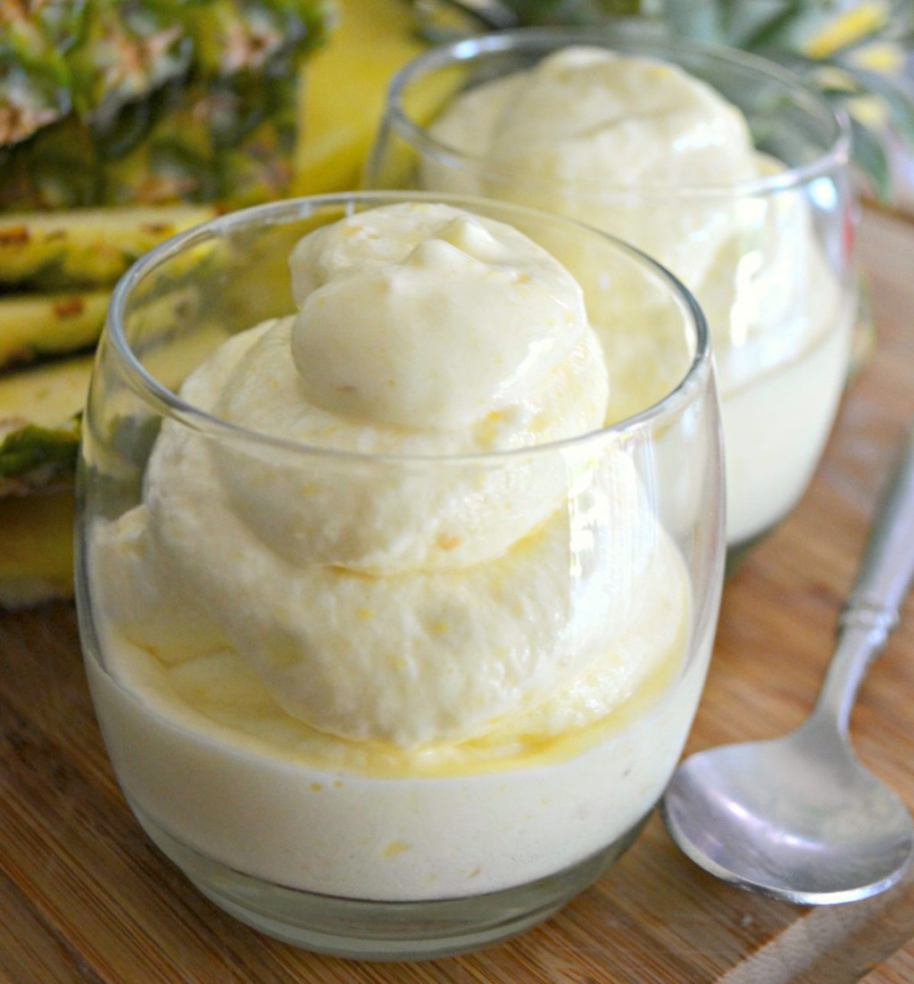 homemade dole whip in glasses on table