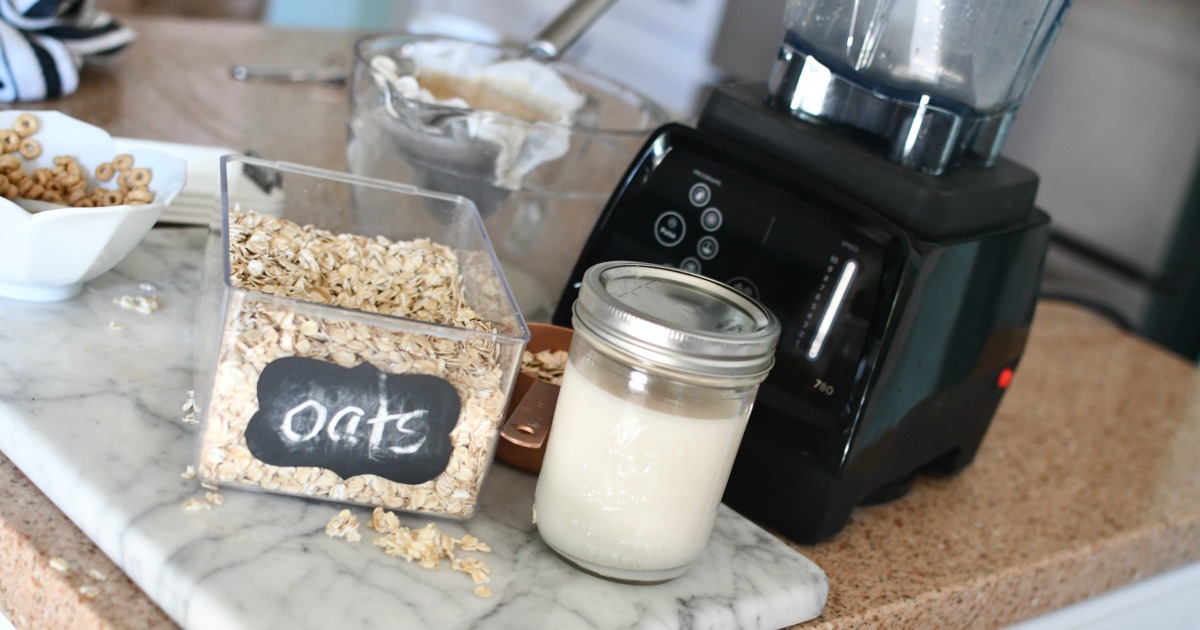 jar of homemade of vanilla homemade oat milk