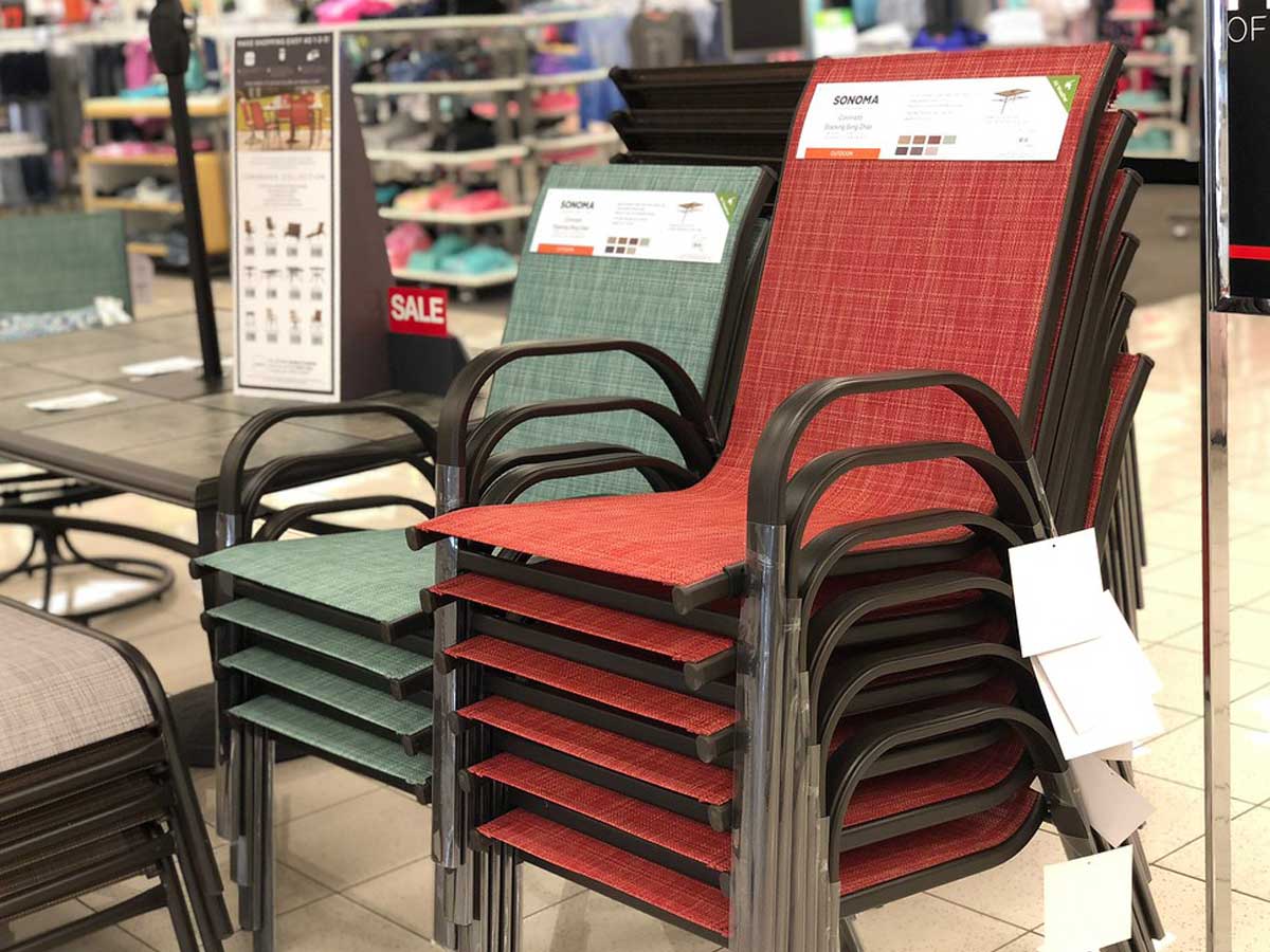 stack chairs on display in store