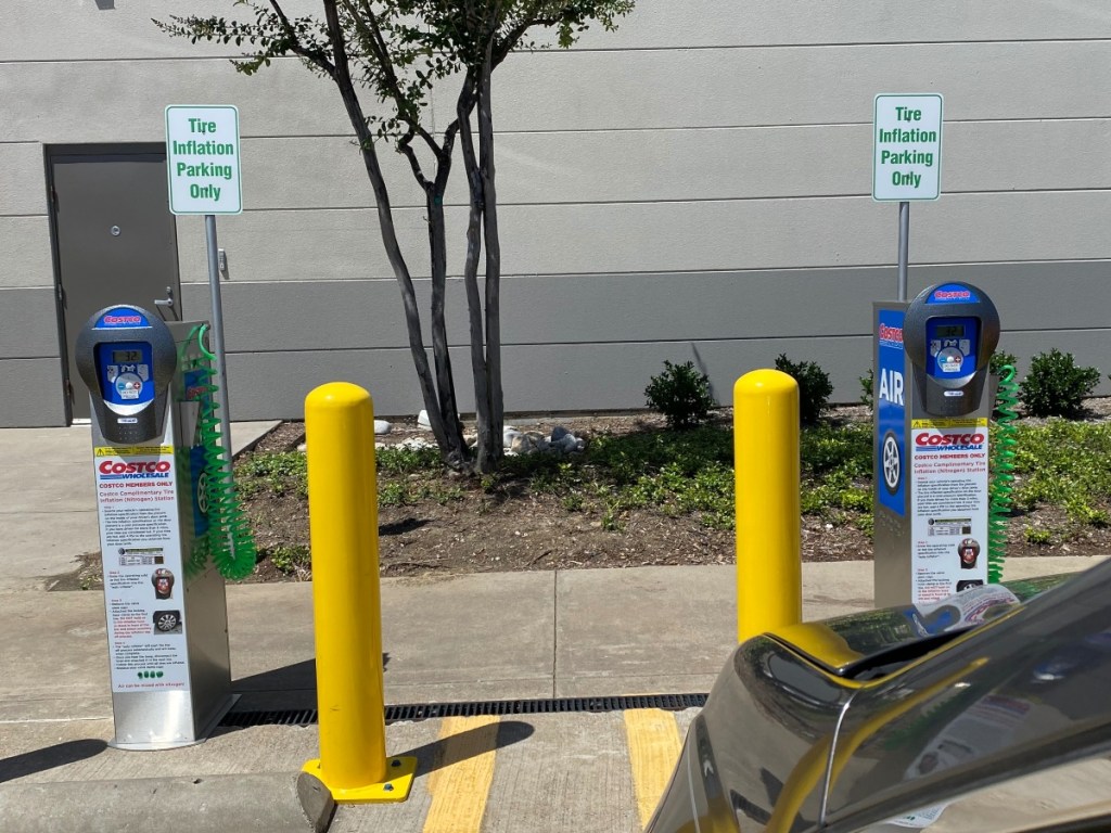 Tire inflation station at Costco