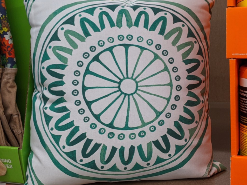 outdoor teal and white throw pillow