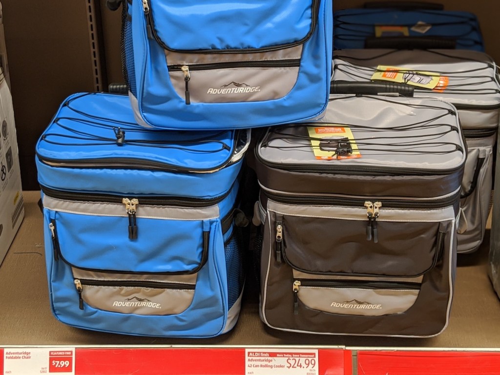 blue and black aldi rolling cooler