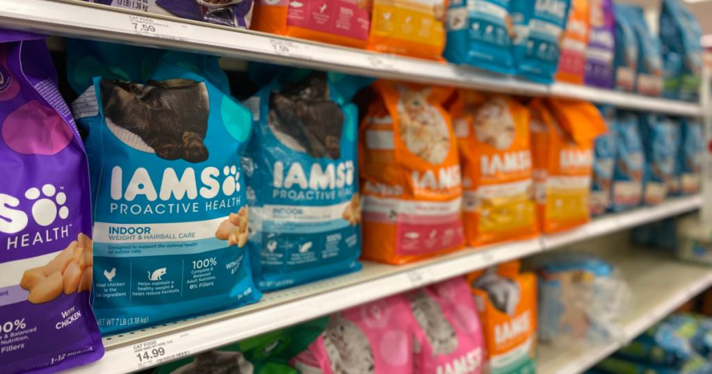 iams cat food at target several bags in aisle