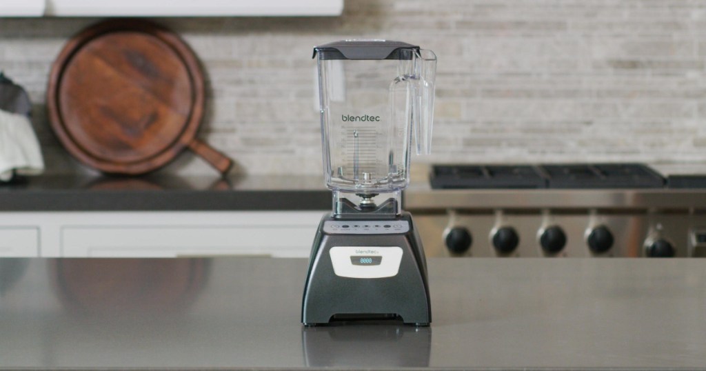 Blendtec Classic 570 Blender on counter top with nothing inside