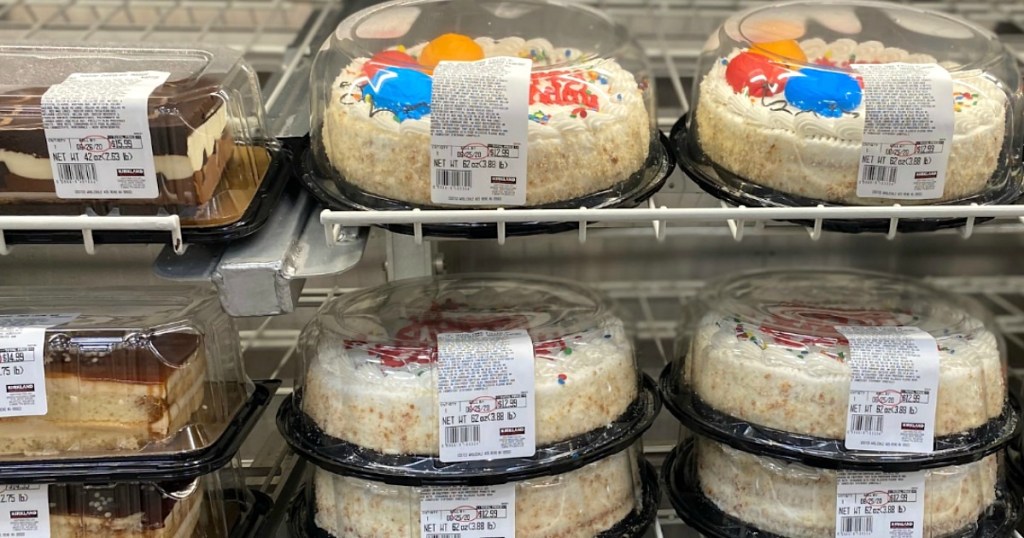 Costco cakes on shelves 