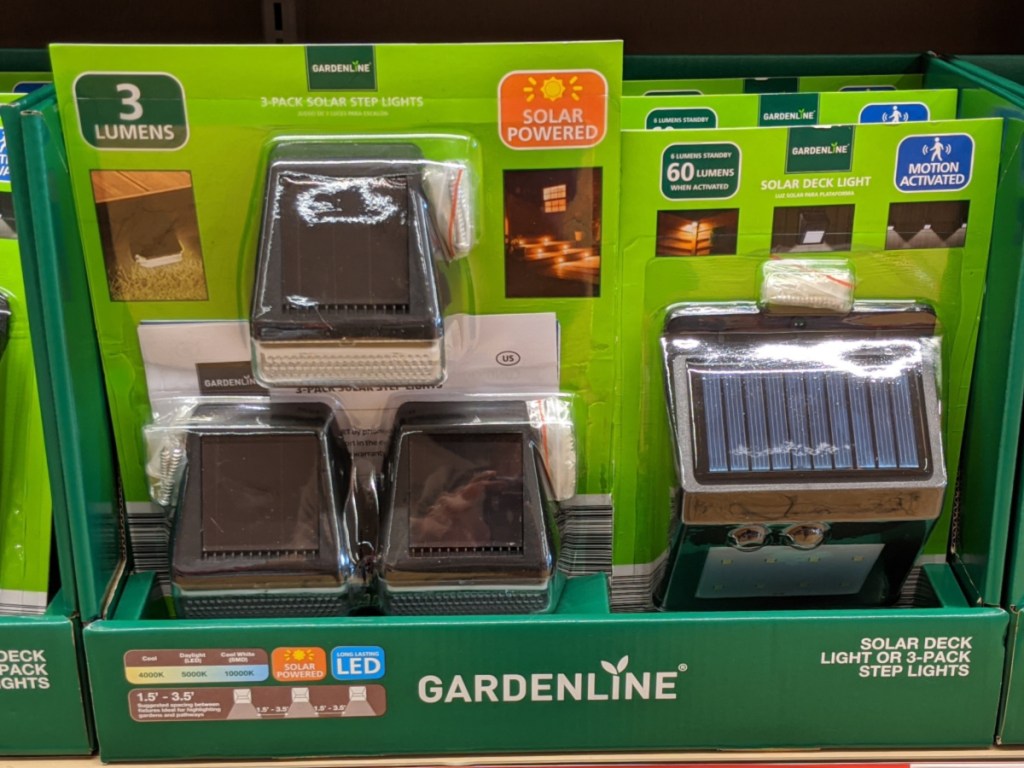 solar deck lights pack in box in store