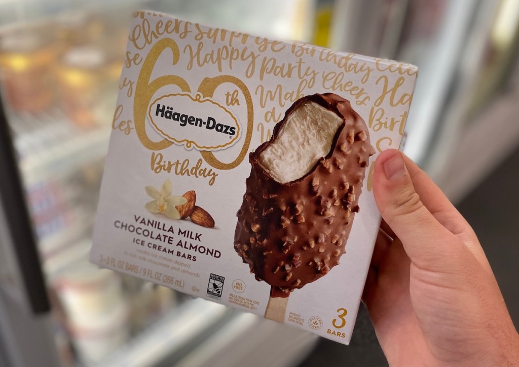 hand holding box of haagen-dazs bars