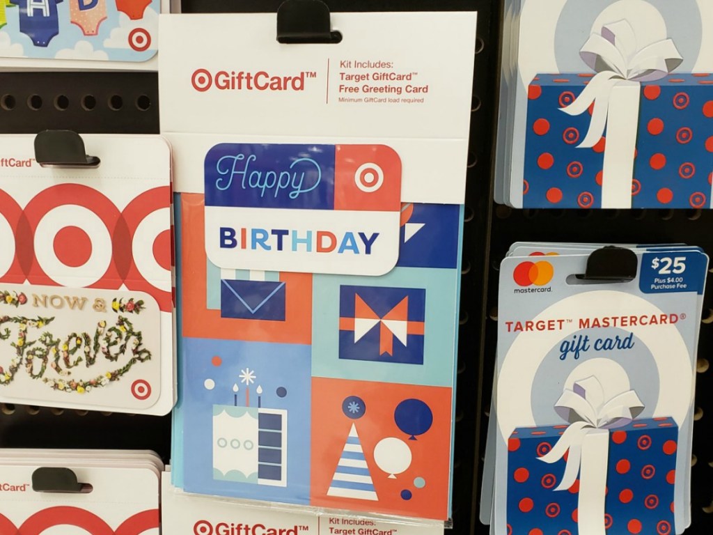 Birthday themed gift card on shelf in Target