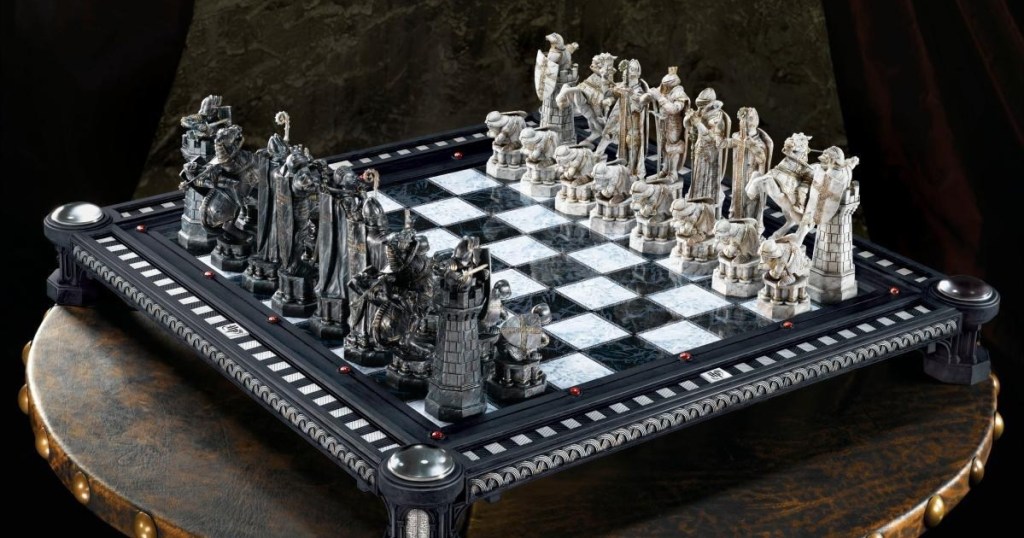 harry potter chess set on table