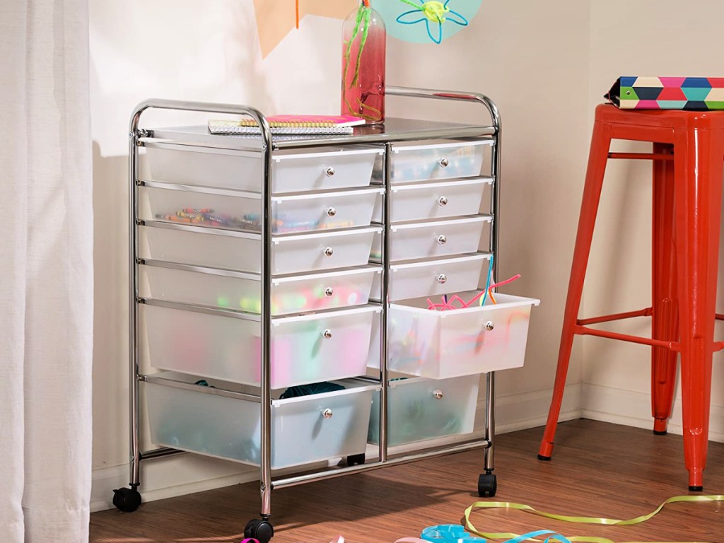 Honey-Can-Do Rolling Storage Cart and Organizer with arts and supplies