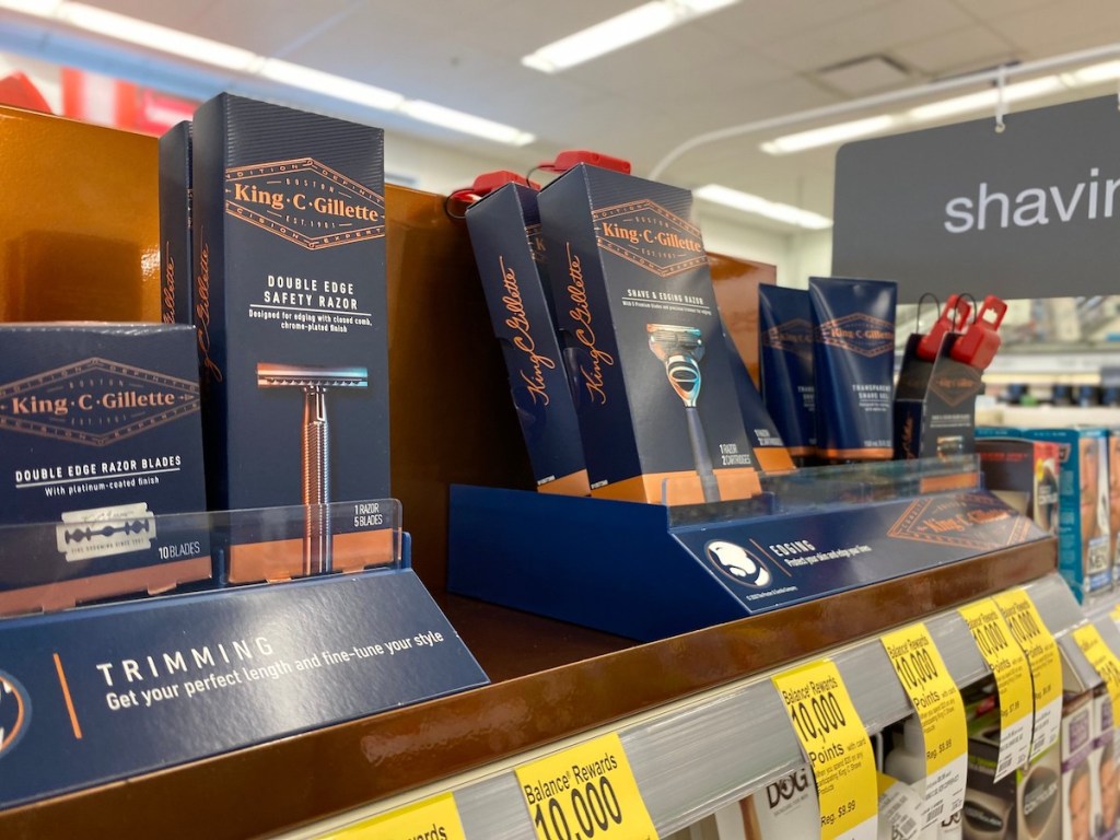 shelf of King C Gillette Razors and refills