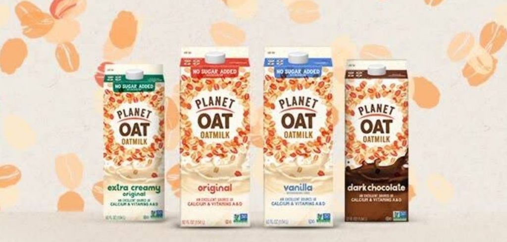 four cartons of oatmilk