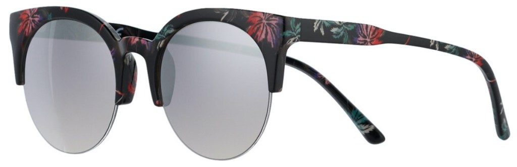 women's mirrored black floral sunglasses