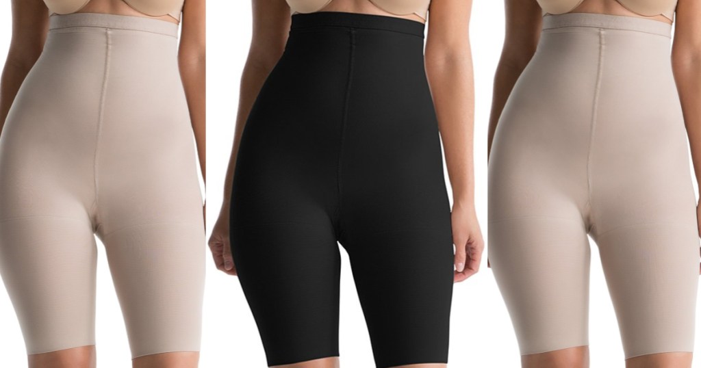 SPANX Higher Power Shaper in black and bare on models