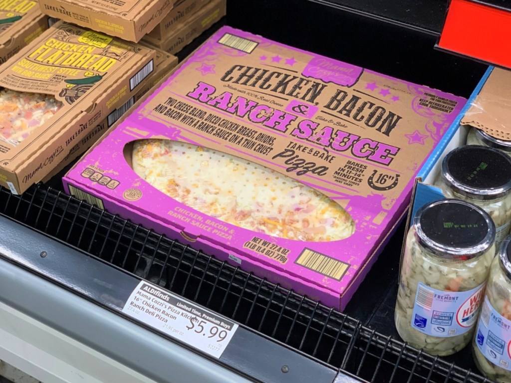 Take & Bake Mama Cozzi's 16-Inch Chicken, Bacon, Ranch Pizza at Aldi