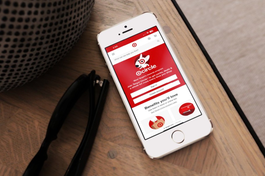Target Circle website shown on iphone