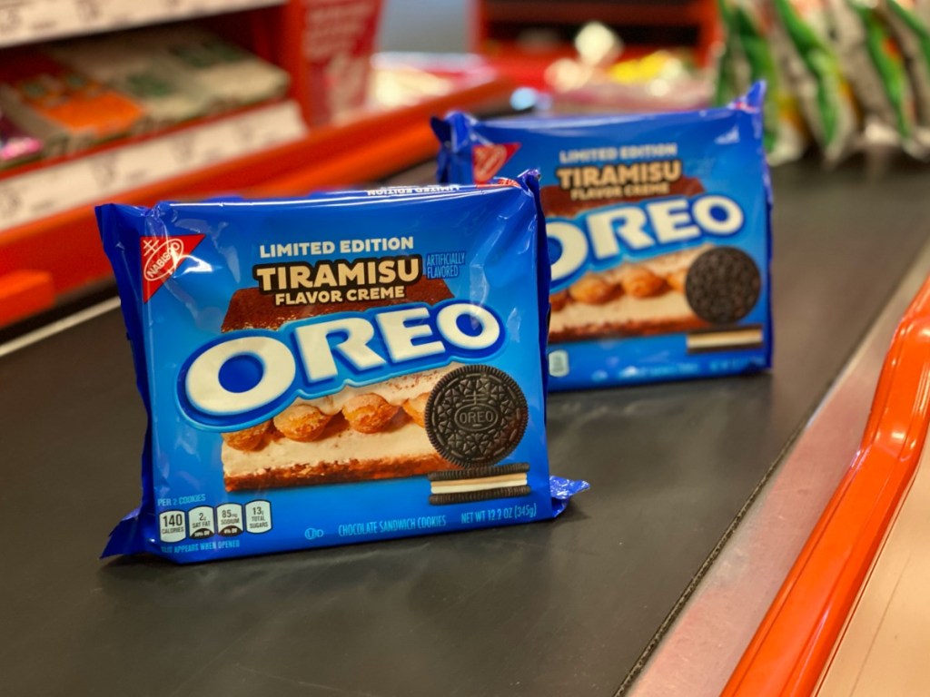 Boxes of Tiramisu Oreo Cookies in Target checkout lane