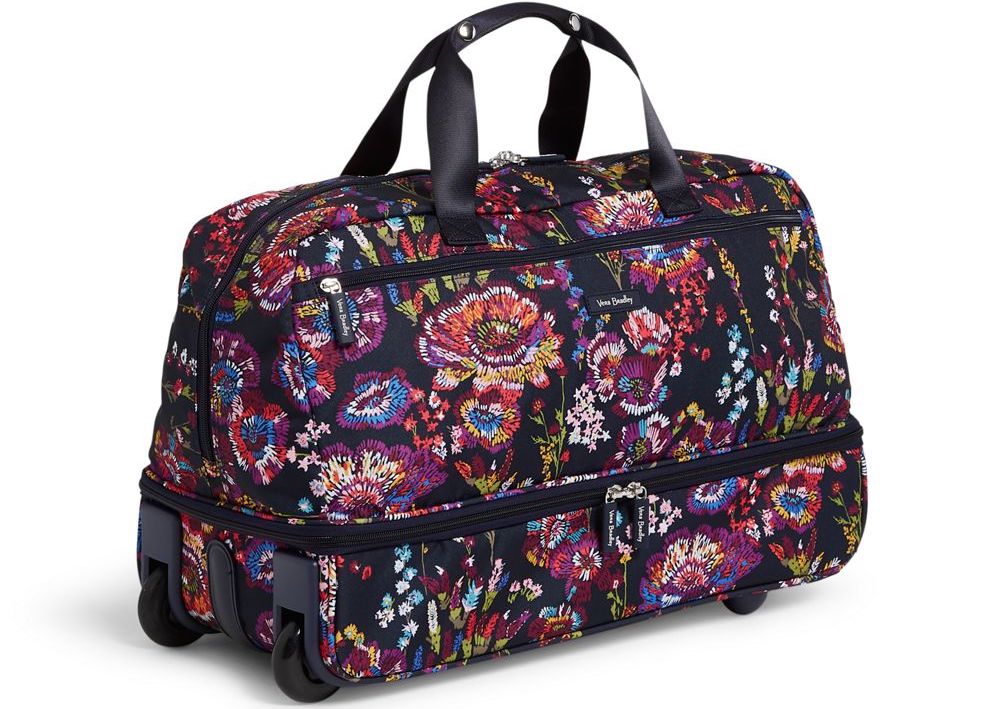 Vera Bradley wheeled carry-on bag with flowers on it