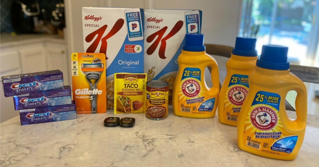 Walgreens Haul on kitchen countertop