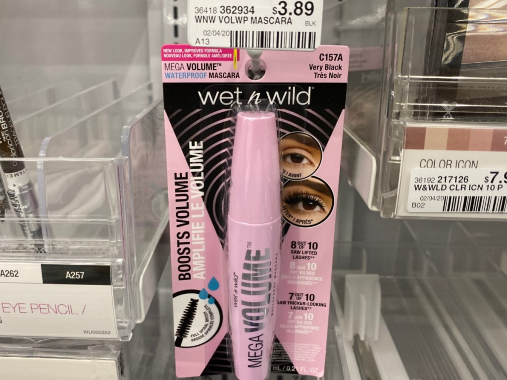 volumizing mascara hanging in store