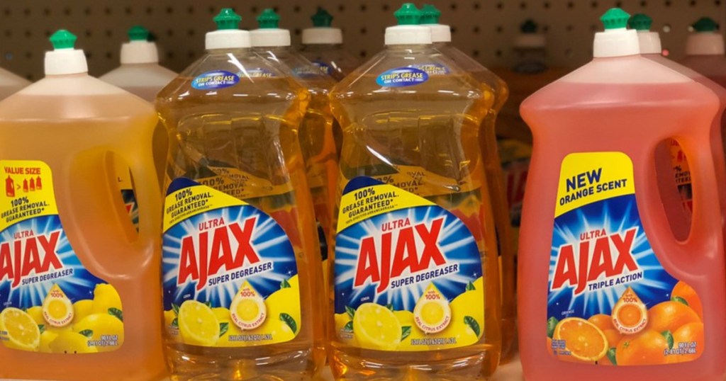 Ajax dish soap on shelf