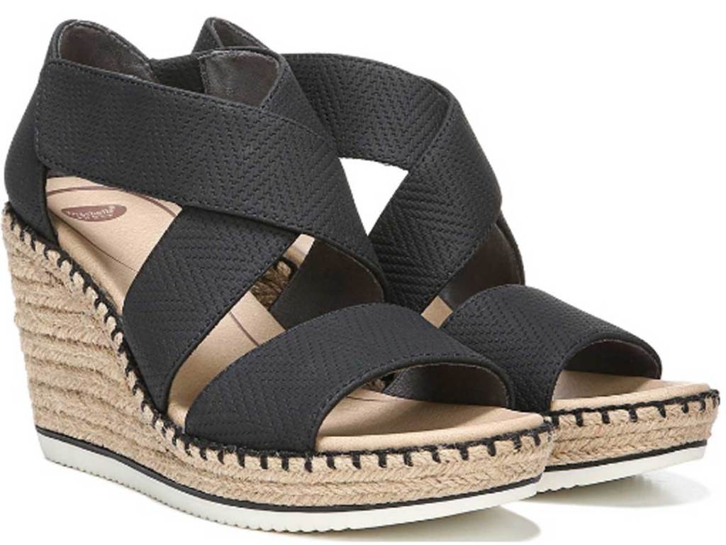 women's black wedge sandals