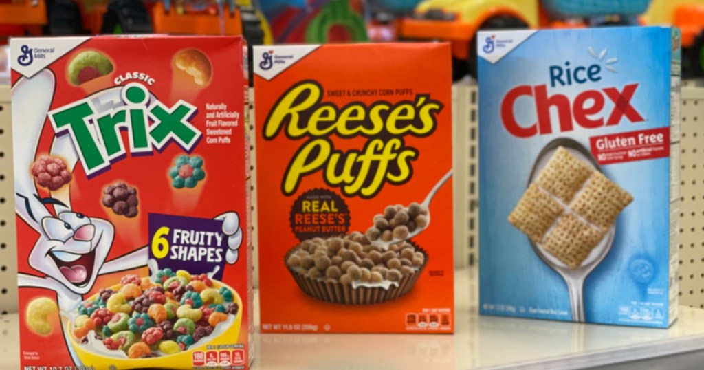 general mills cereals on store counter