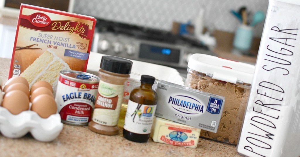 ingredients for cinnamon roll poke cake