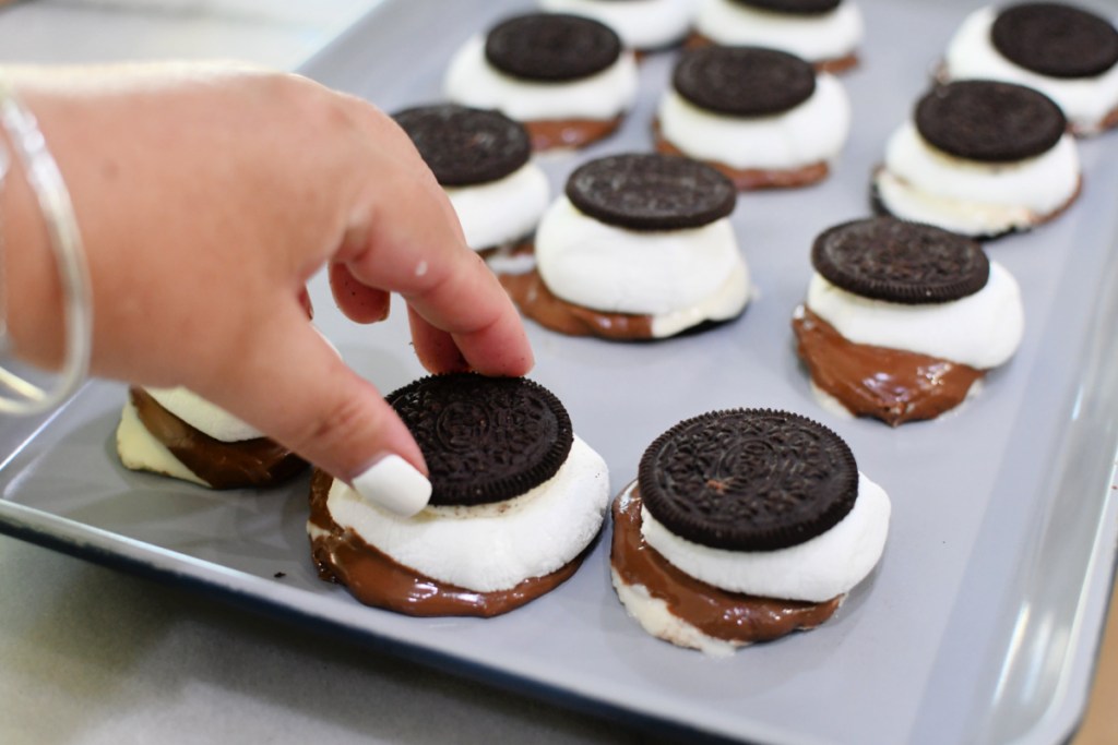 oreo s'mores on a sheet pan