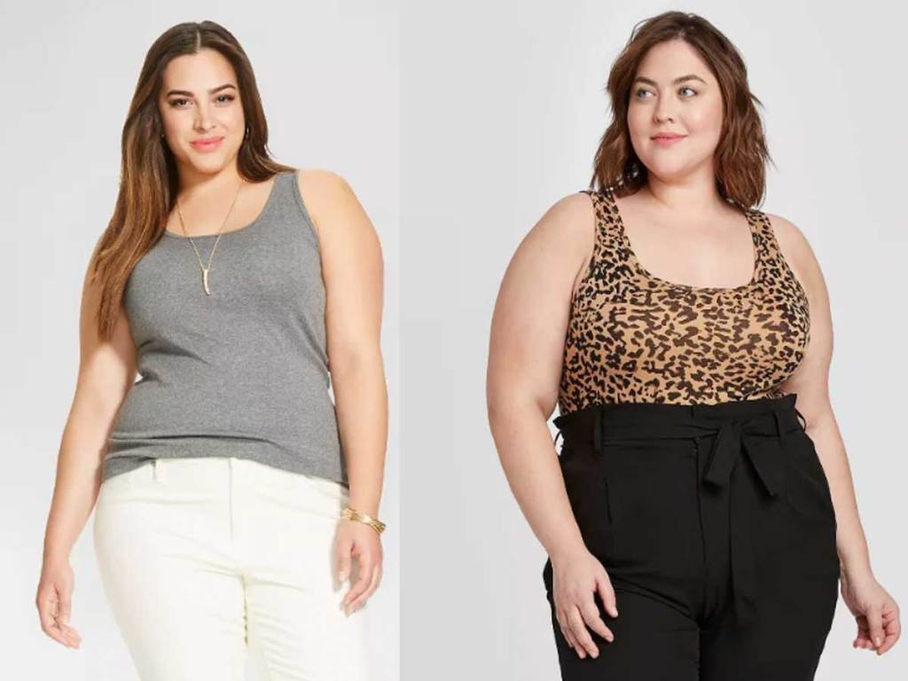 models wearing women's plus size tanks