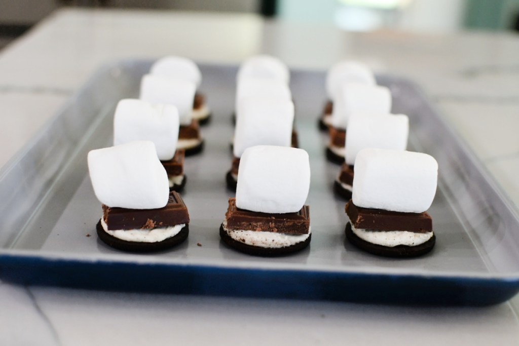 sheet pan s'moreos before baking 