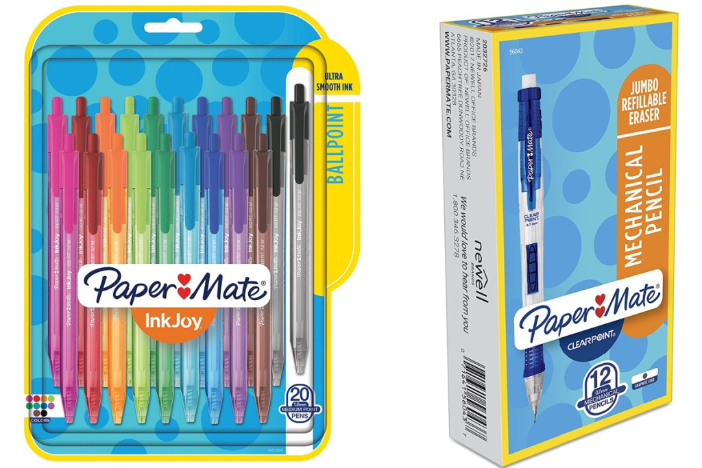 paper mate pens and pencils assorted colors and mechanical pencils