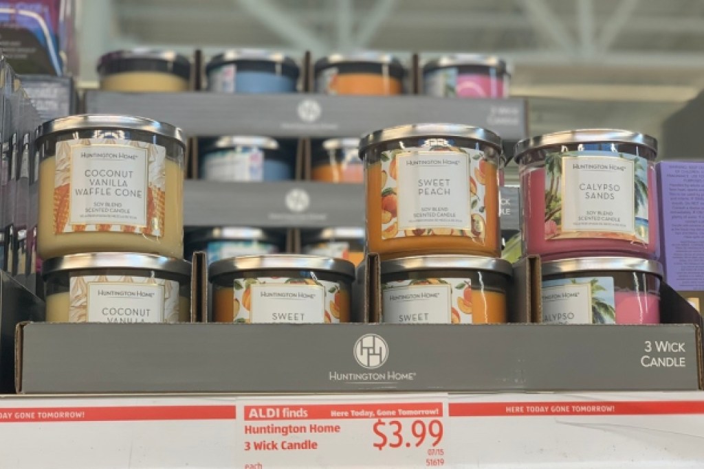 candles at ALDI on shelf